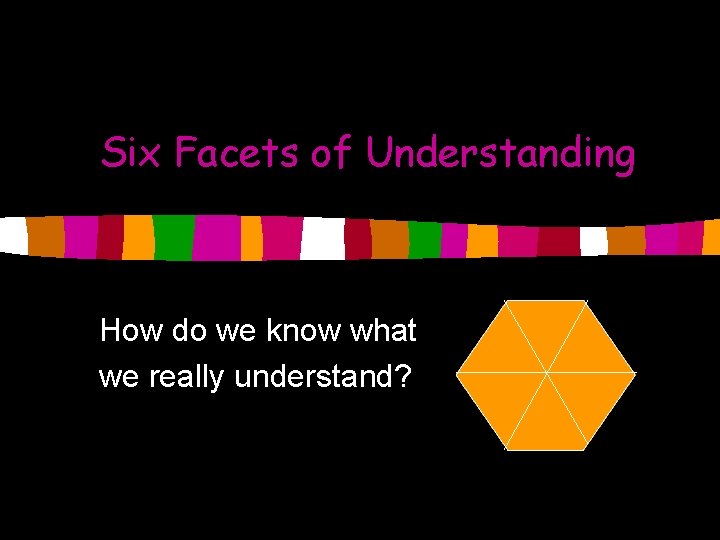 Six Facets of Understanding How do we know what we really understand? 