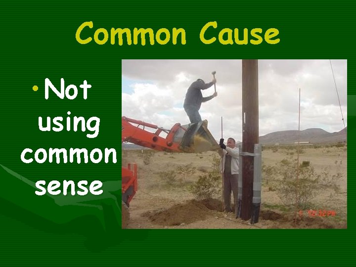 Common Cause • Not using common sense 