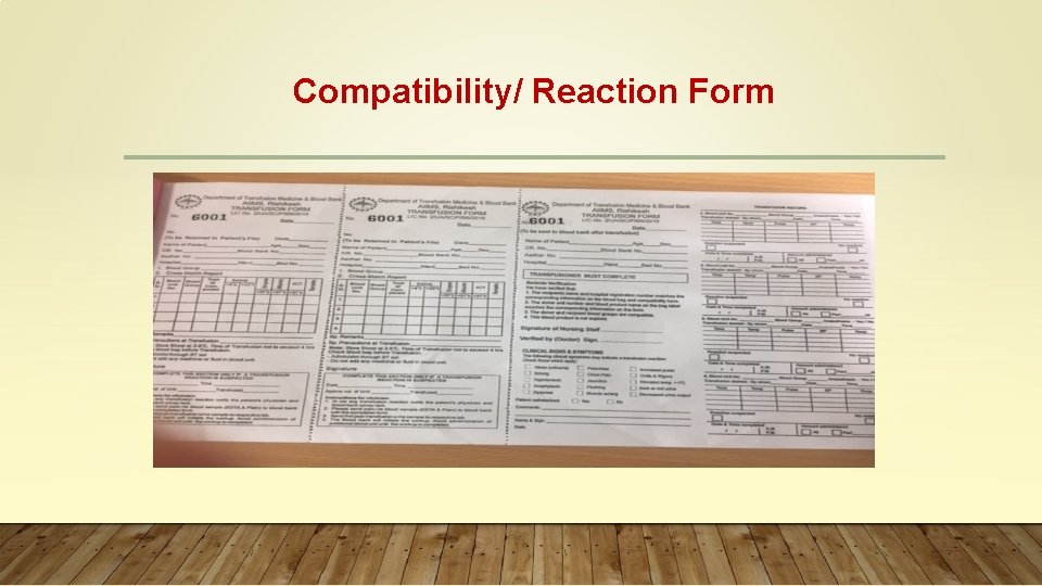 Compatibility/ Reaction Form 