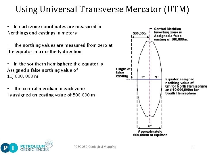 Using Universal Transverse Mercator (UTM) • In each zone coordinates are measured in Northings