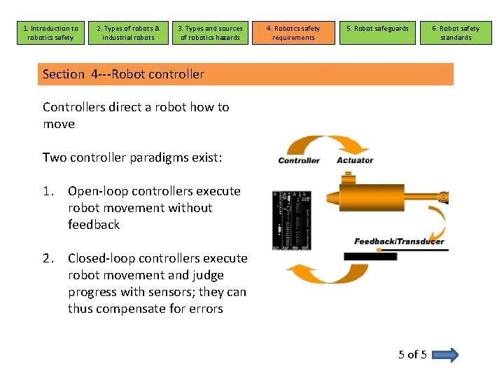 1. Introduction to robotics safety 2. Types of robots & industrial robots 3. Types