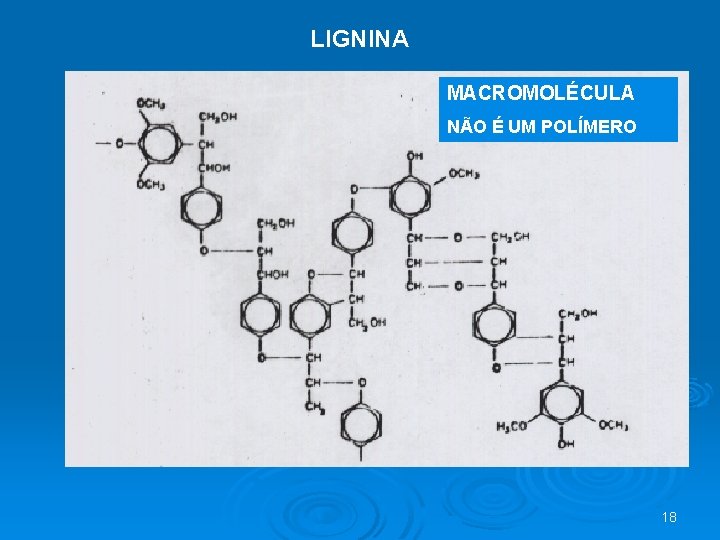 LIGNINA MACROMOLÉCULA NÃO É UM POLÍMERO 18 