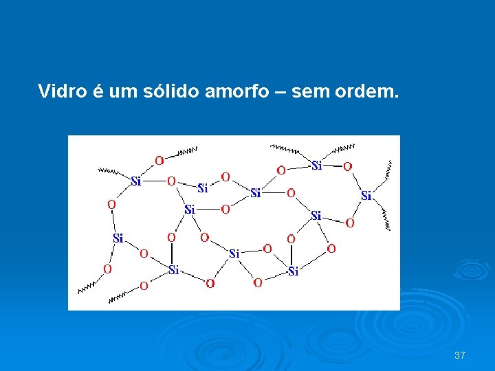 Vidro é um sólido amorfo – sem ordem. 37 