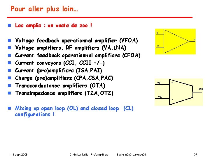 Pour aller plus loin… n Les amplis : un vaste de zoo ! n