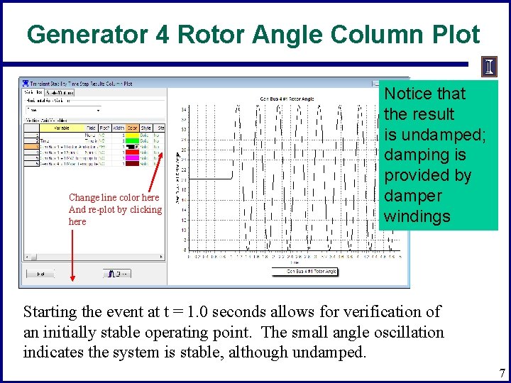 Generator 4 Rotor Angle Column Plot Change line color here And re-plot by clicking