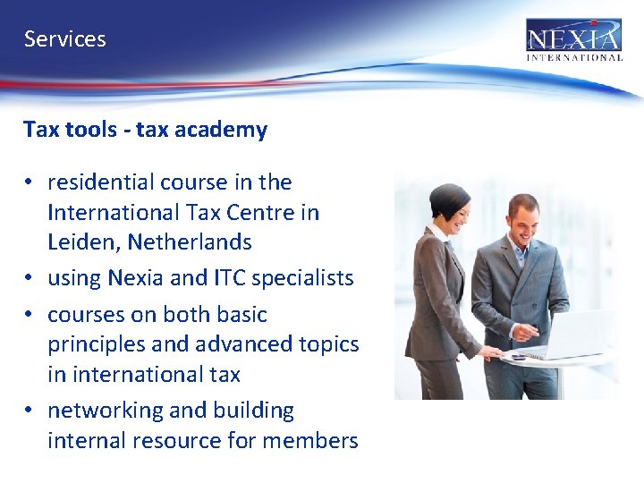 Services Tax tools - tax academy • residential course in the International Tax Centre