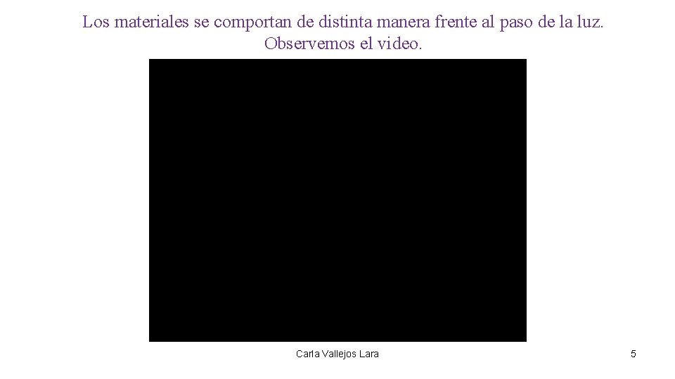 Los materiales se comportan de distinta manera frente al paso de la luz. Observemos