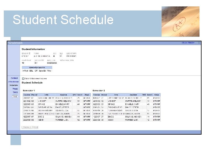 Student Schedule 