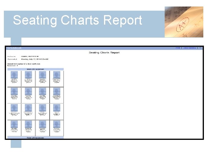 Seating Charts Report 