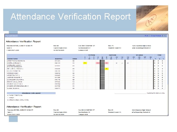 Attendance Verification Report 