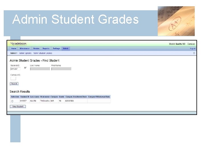 Admin Student Grades 