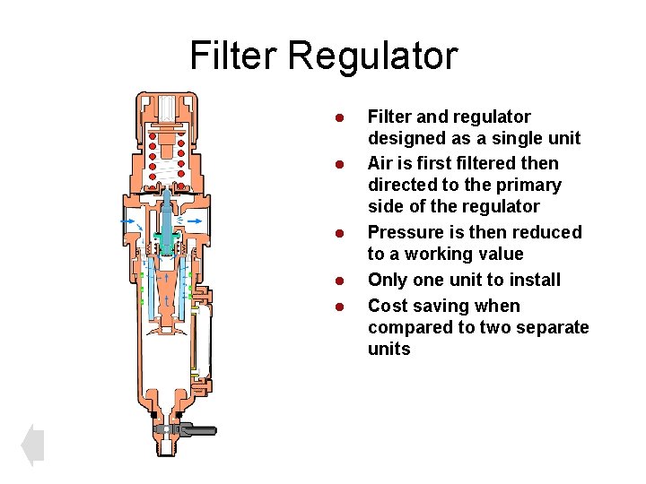 Filter Regulator l l l Filter and regulator designed as a single unit Air