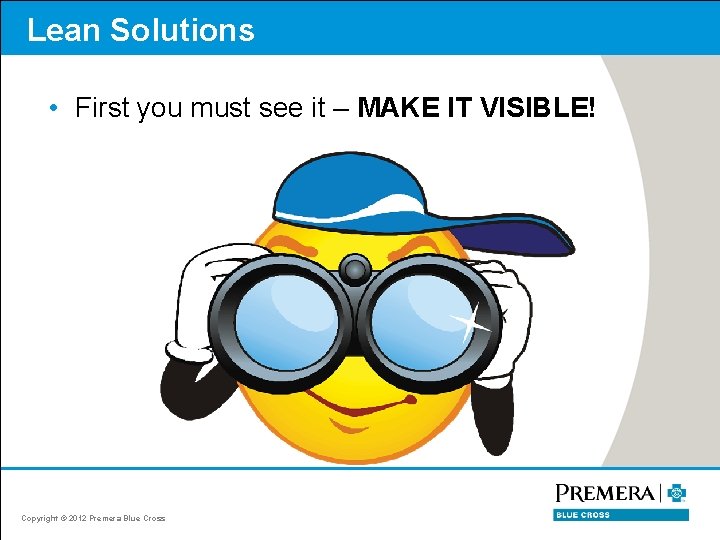 Lean Solutions • First you must see it – MAKE IT VISIBLE! Copyright ©