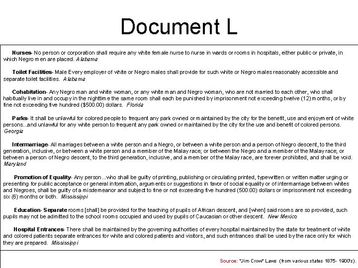 Document L Nurses- No person or corporation shall require any white female nurse to