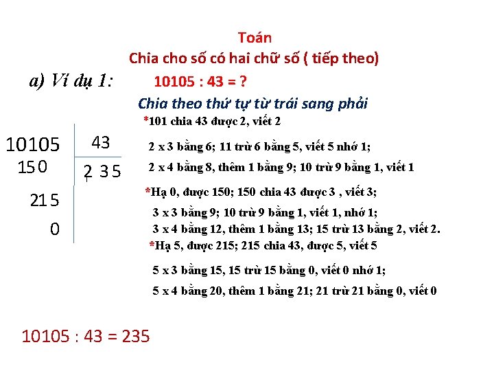 Toán Chia cho số có hai chữ số ( tiếp theo) a) Ví dụ