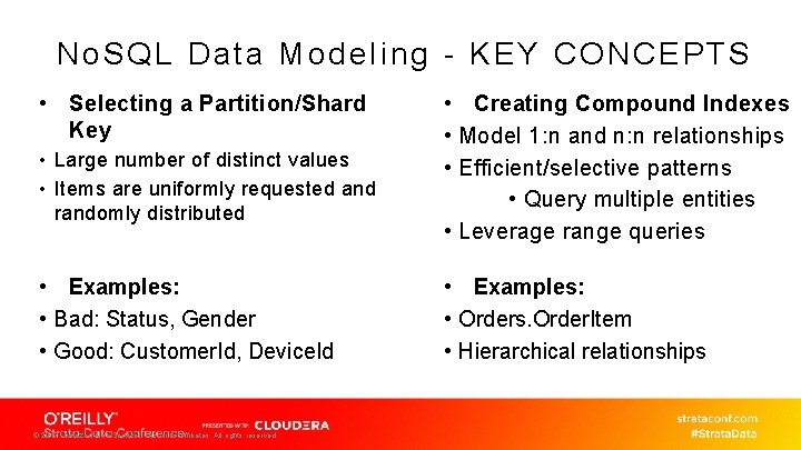 No. SQL Data Modeling - KEY CONCEPTS • Selecting a Partition/Shard Key • Large