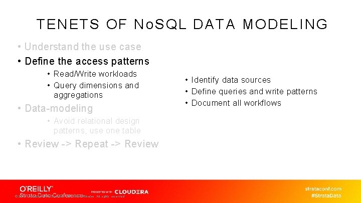 TENETS OF No. SQL DATA MODELING • Understand the use case • Define the