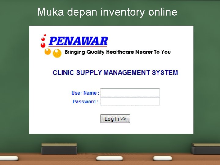 Muka depan inventory online Muka depan inventory online