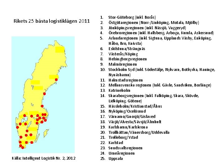 Rikets 25 bästa logistiklägen 2011 1. 2. 3. 4. 5. 6. 7. 8. 9.