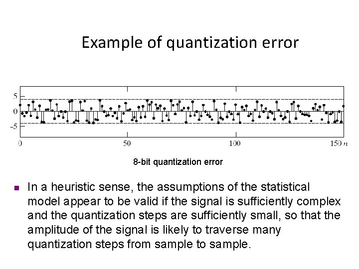 Example of quantization error 8 -bit quantization error n In a heuristic sense, the