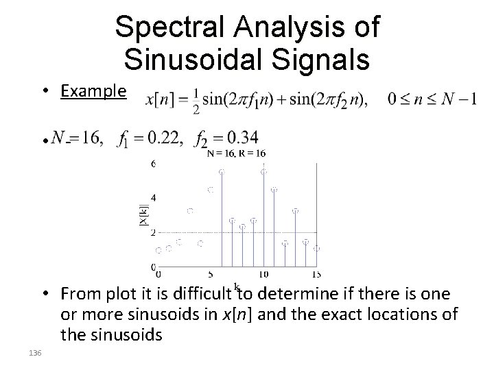 Spectral Analysis of Sinusoidal Signals • Example • - • From plot it is