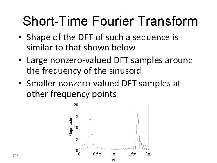 Short-Time Fourier Transform • Shape of the DFT of such a sequence is similar