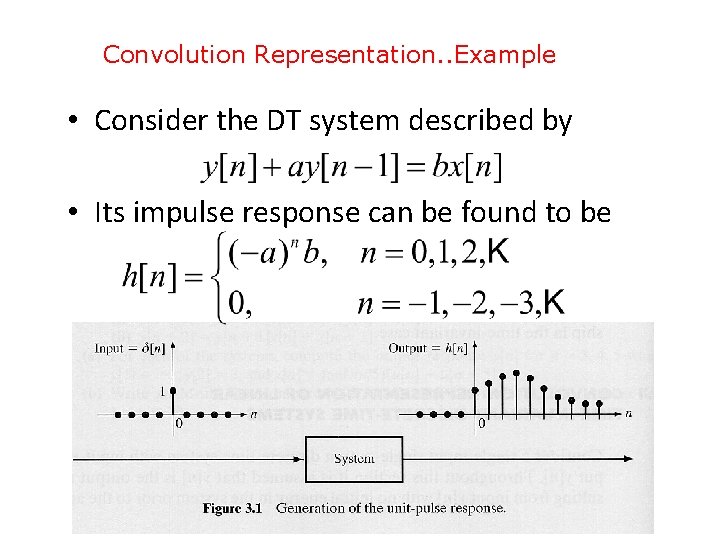 Convolution Representation. . Example • Consider the DT system described by • Its impulse
