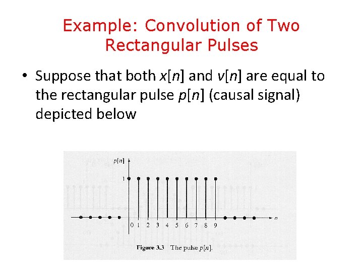 Example: Convolution of Two Rectangular Pulses • Suppose that both x[n] and v[n] are