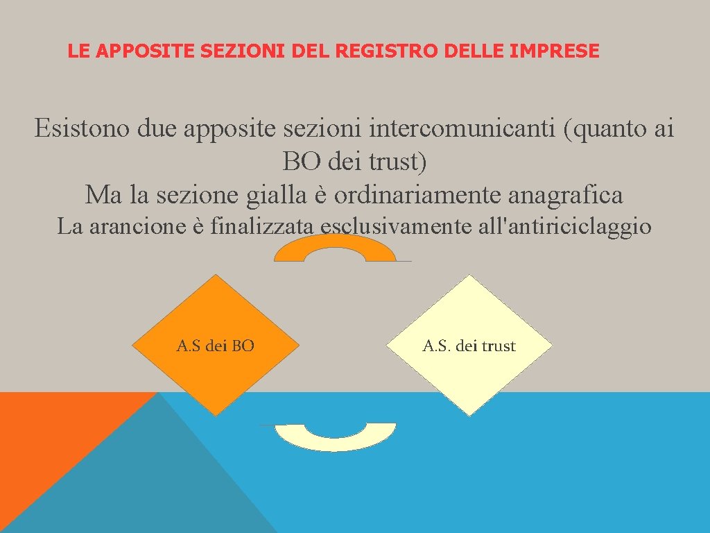 LE APPOSITE SEZIONI DEL REGISTRO DELLE IMPRESE Esistono due apposite sezioni intercomunicanti (quanto ai