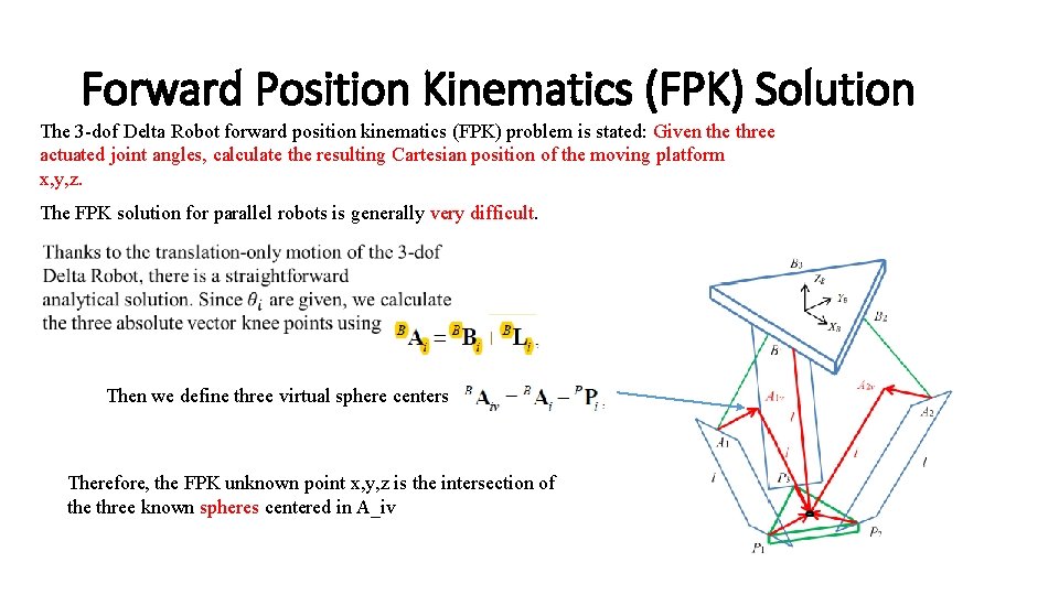 Forward Position Kinematics (FPK) Solution The 3 -dof Delta Robot forward position kinematics (FPK)