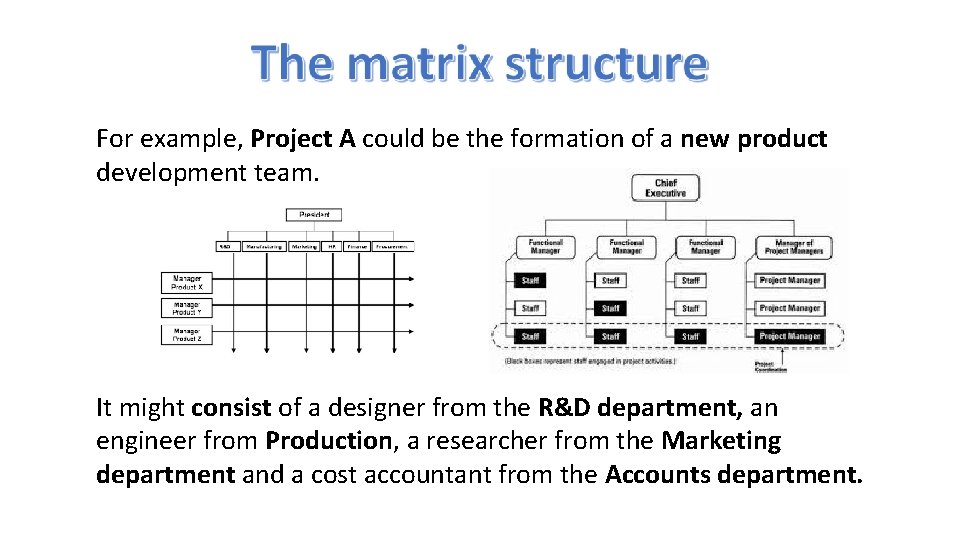For example, Project A could be the formation of a new product development team.