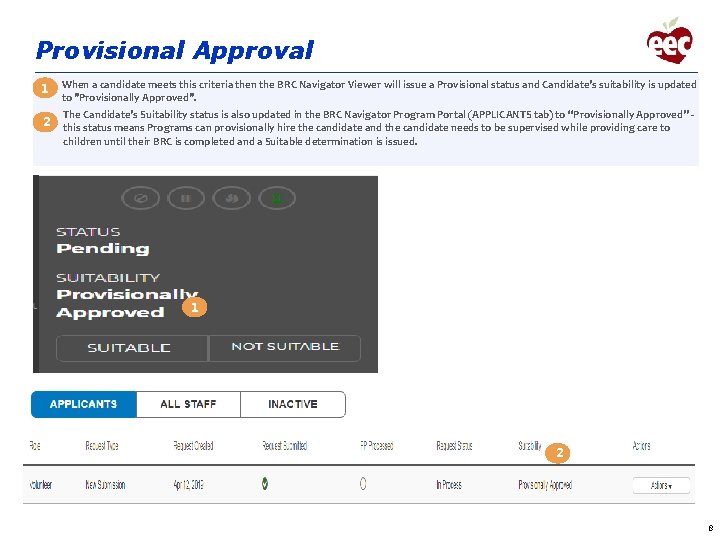 Provisional Approval 1 2 When a candidate meets this criteria then the BRC Navigator