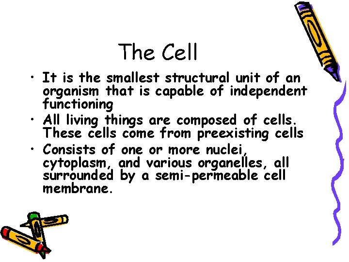 The Cell • It is the smallest structural unit of an organism that is
