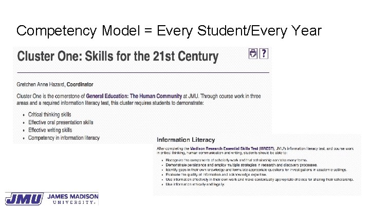 Competency Model = Every Student/Every Year 
