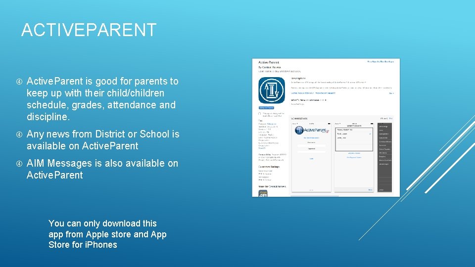 ACTIVEPARENT Active. Parent is good for parents to keep up with their child/children schedule,