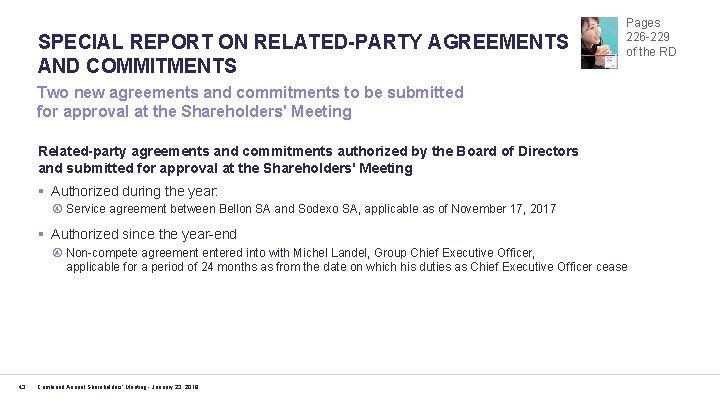 SPECIAL REPORT ON RELATED-PARTY AGREEMENTS AND COMMITMENTS Pages 226 -229 of the RD Two