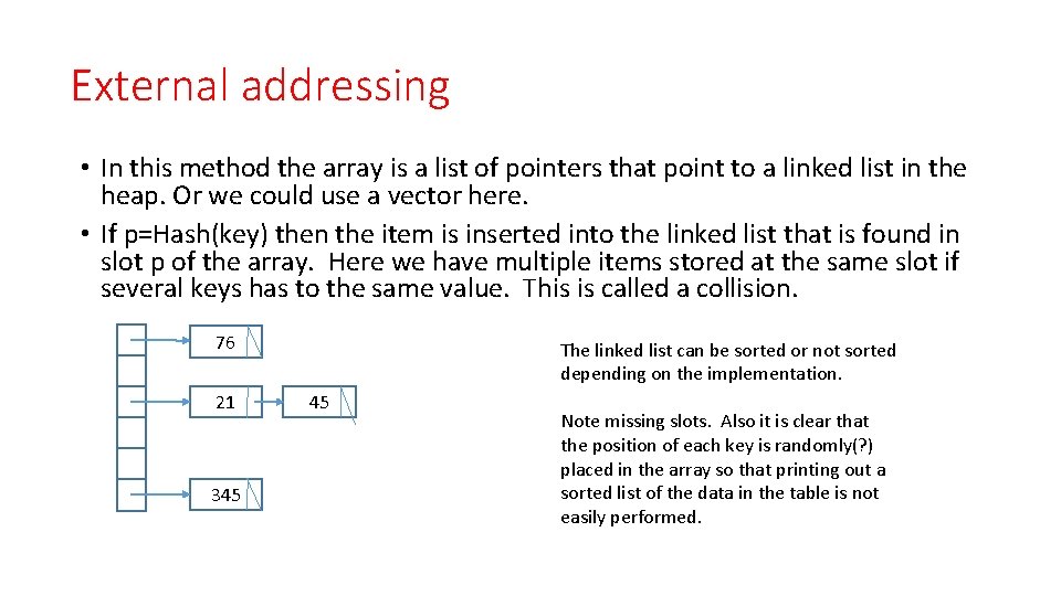 External addressing • In this method the array is a list of pointers that