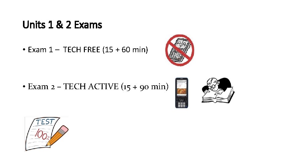 Units 1 & 2 Exams • Exam 1 – TECH FREE (15 + 60
