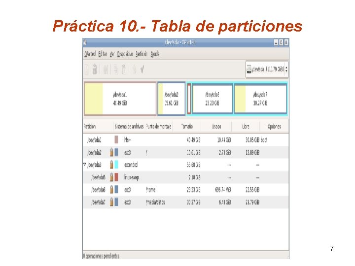 Práctica 10. - Tabla de particiones 7 