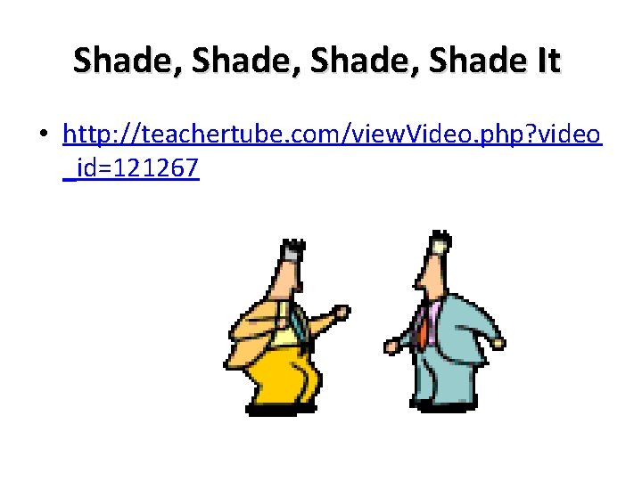 Shade, Shade It • http: //teachertube. com/view. Video. php? video _id=121267 