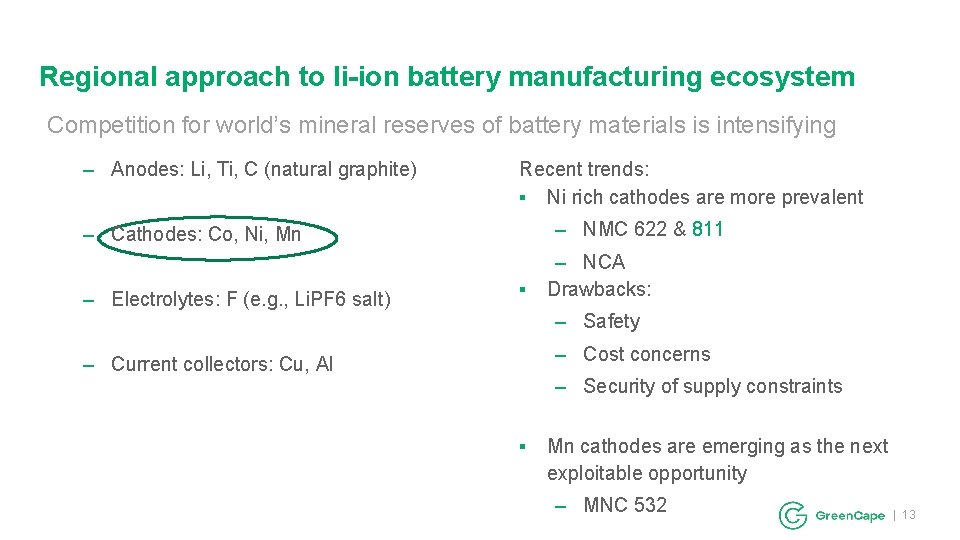 Regional approach to li-ion battery manufacturing ecosystem Competition for world’s mineral reserves of battery