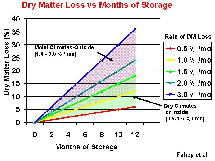 Dry Matter Loss vs Months of Storage Dry Matter Loss (%) 40 35 30