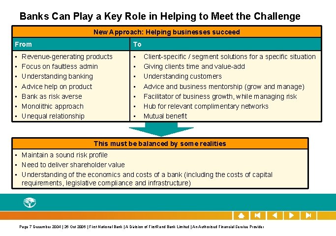 Banks Can Play a Key Role in Helping to Meet the Challenge New Approach: