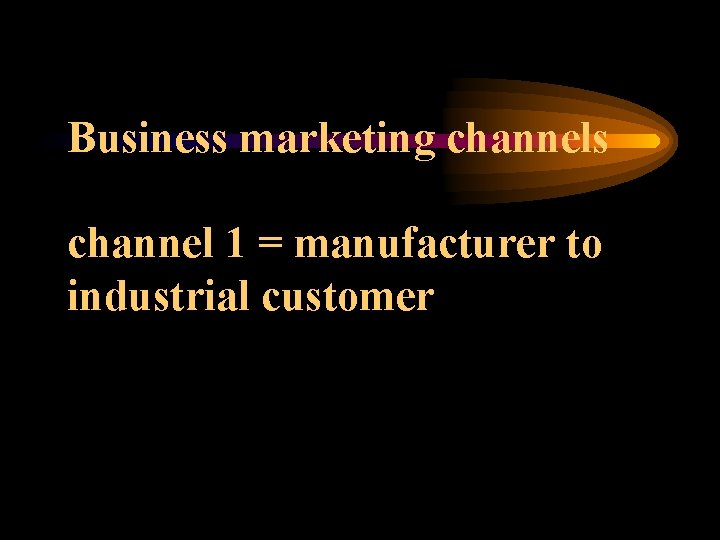 Business marketing channels channel 1 = manufacturer to industrial customer 