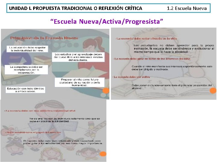 UNIDAD I. PROPUESTA TRADICIONAL O REFLEXIÓN CRÍTICA “Escuela Nueva/Activa/Progresista” 1. 2 Escuela Nueva 