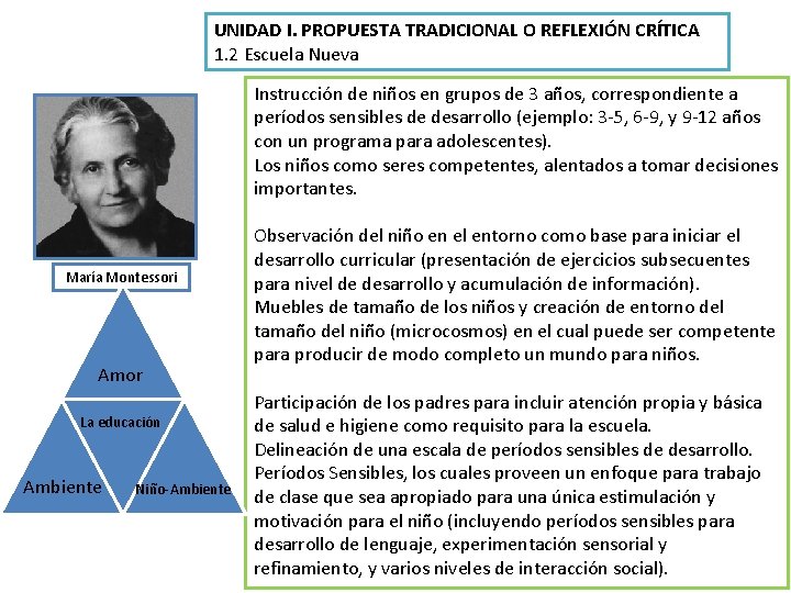 UNIDAD I. PROPUESTA TRADICIONAL O REFLEXIÓN CRÍTICA 1. 2 Escuela Nueva Instrucción de niños