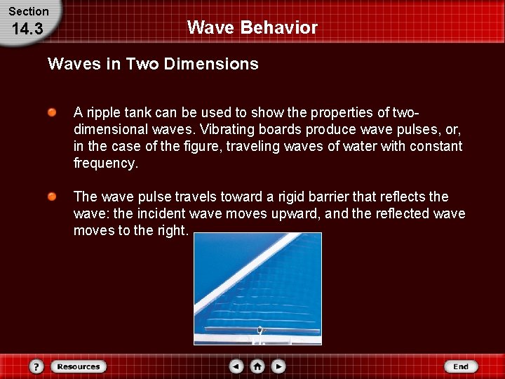 Section 14. 3 Wave Behavior Waves in Two Dimensions A ripple tank can be