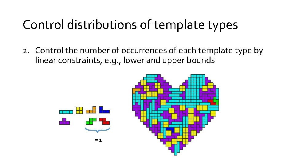 Control distributions of template types 2. Control the number of occurrences of each template