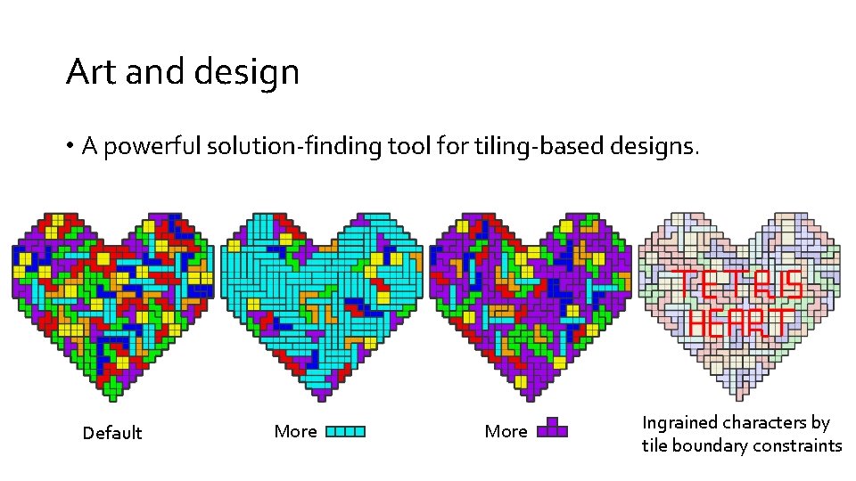 Art and design • A powerful solution-finding tool for tiling-based designs. Default More Ingrained