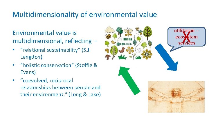 Multidimensionality of environmental value Environmental value is multidimensional, reflecting – • “relational sustainability” (S.